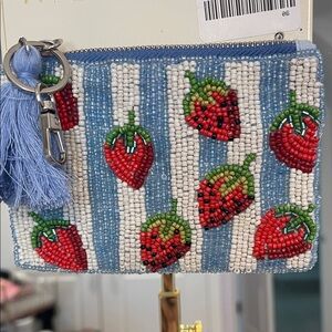 Sol and Mer Beaded Strawberry Coin Purse - Blue/White NWT